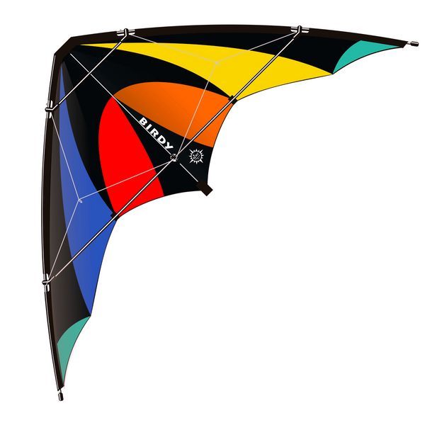 Elliot Birdy - Zweileiner-Lenkdrachen/Stabdrachen (2-Leiner) rtf (flugfertig) 135 cm x 64 cm Cfk-Vollstab 4 mm rainbow/schwarz