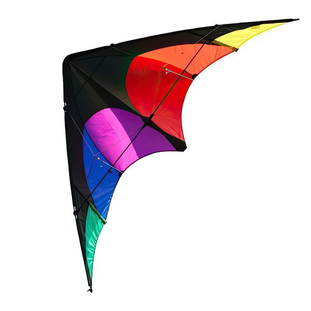 Elliot Jet Stream Speed Reloaded - Zweileiner-Lenkdrachen/Stabdrachen (2-Leiner) rtf (flugfertig) 200 cm x 70 cm Cfk-Rohr 6 mm rainbow/schwarz