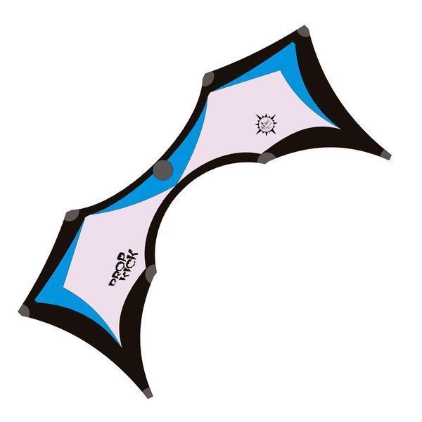 Elliot DropKick 2.5 - Vierleiner-Lenkdrachen/Stabdrachen (4-Leiner) rtf (flugfertig) 245 cm x 98 cm Cfk-Rohr 3 mm - Dynamics D20 schwarz/grau/blau