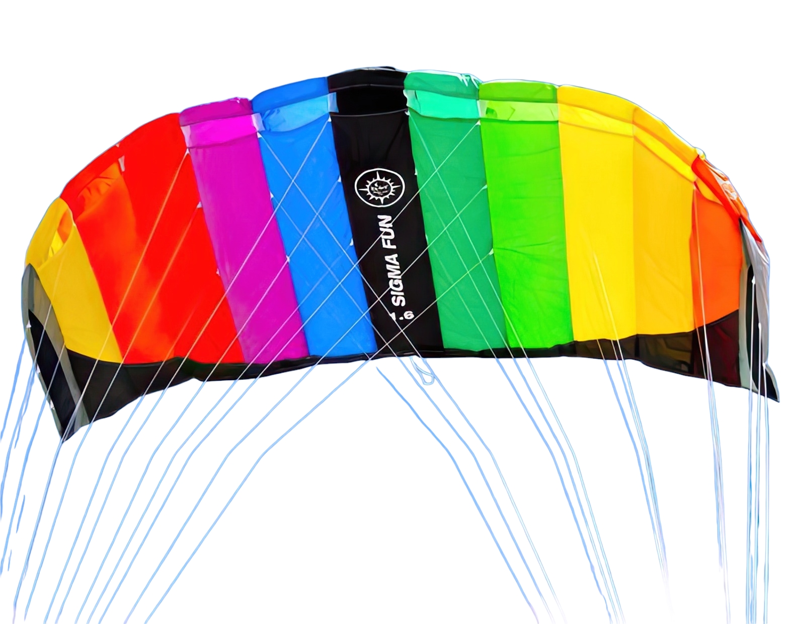 Elliot Sigma Fun 1.6  Zweileiner-Lenkdrachen (Lenkmatte/Parafoil/2-Leiner) rtf (flugfertig) 165 cm x 54 cm rainbow