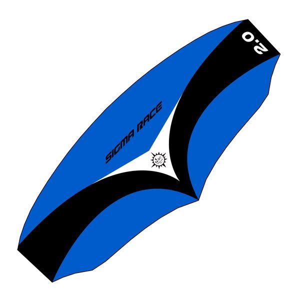 Elliot Sigma Race 2.0  Dreileiner-Lenkdrachen (Lenkmatte/Parafoil/3-Leiner) rtf (flugfertig) 258 cm x 103 cm schwarz/weiß/blau inkl. Controlbar