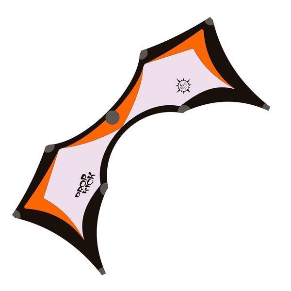 Elliot DropKick 2.5 - Vierleiner-Lenkdrachen/Stabdrachen (4-Leiner) rtf (flugfertig) 245 cm x 98 cm Cfk-Rohr 3 mm - Dynamics D20 schwarz/grau/orange