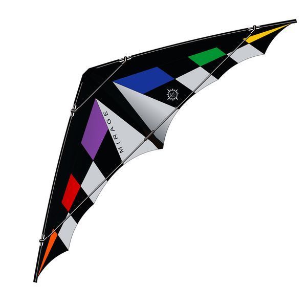 Elliot Mirage - Zweileiner-Power-Lenkdrachen/Stabdrachen (2-Leiner) KITE ONLY - 280 cm x 95 cm Cfk-Rohr 8 mm rainbow/schwarz/weiß