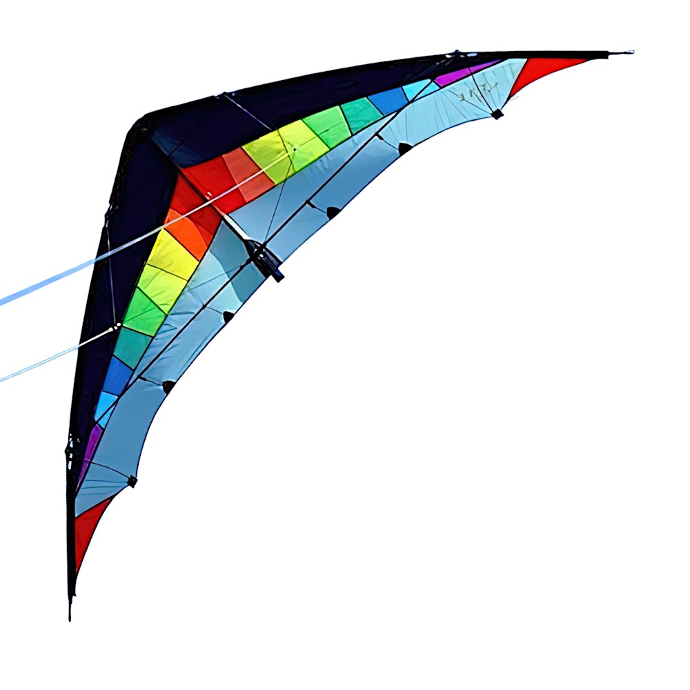 Elliot Jet Stream Reloaded - Zweileiner-Lenkdrachen/Stabdrachen (2-Leiner) rtf (flugfertig) 245 cm x 79 cm Cfk-Rohr 6/8 mm rainbow/blau