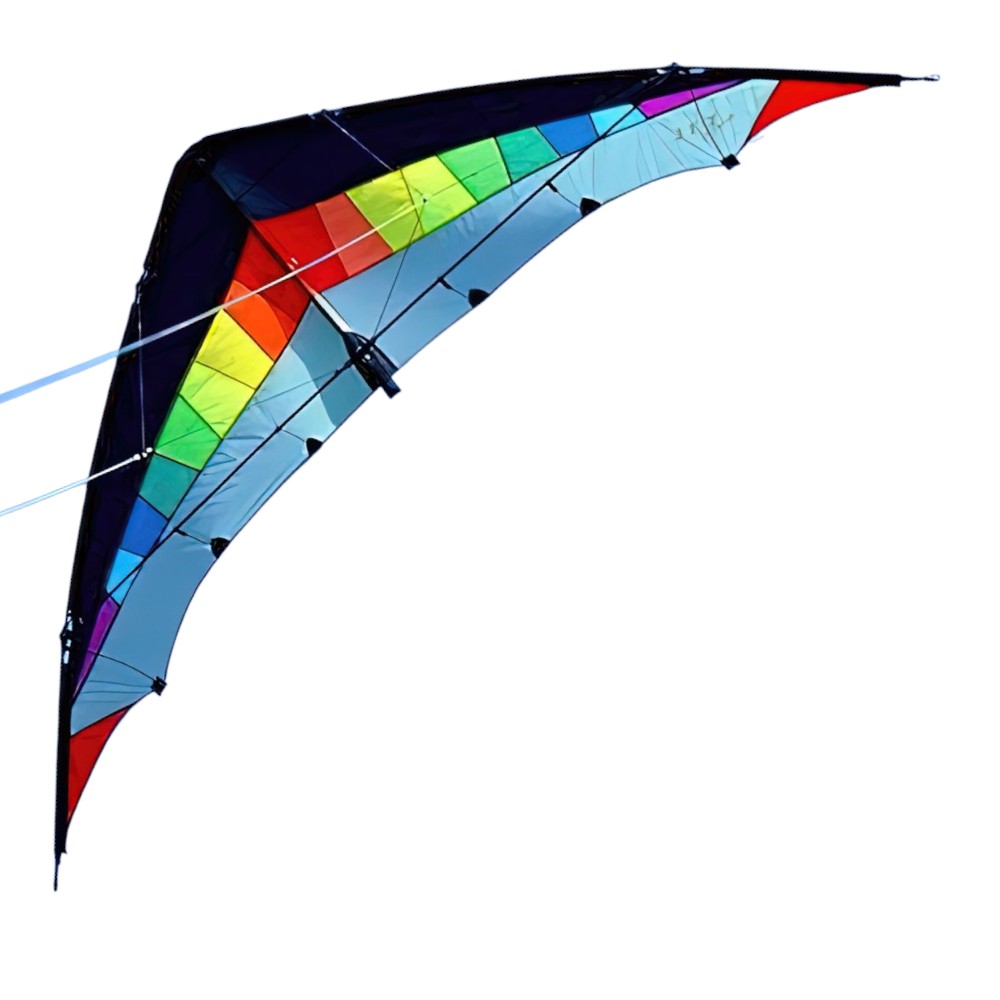 Elliot Jet Stream Reloaded - Zweileiner-Lenkdrachen/Stabdrachen (2-Leiner) rtf (flugfertig) 245 cm x 79 cm Cfk-Rohr 6/8 mm rainbow/schwarz