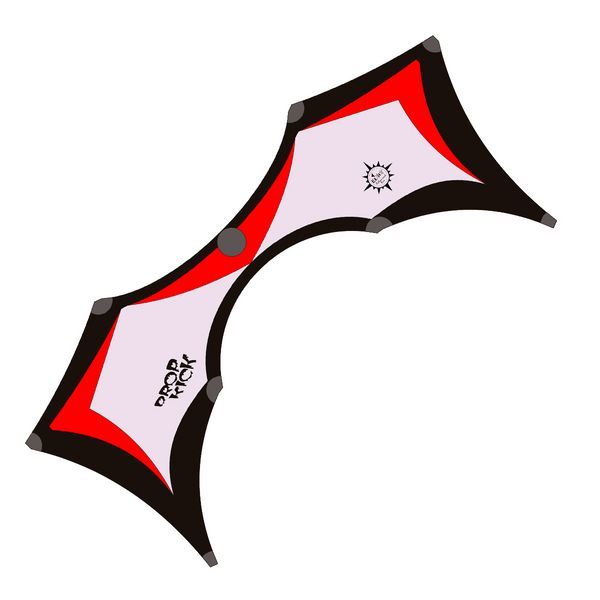 Elliot DropKick 2.5 vented - Vierleiner-Lenkdrachen/Stabdrachen (4-Leiner) rtf (flugfertig) 245 cm x 98 cm Cfk-Rohr 3 mm - Dynamics D20 schwarz/grau/rot