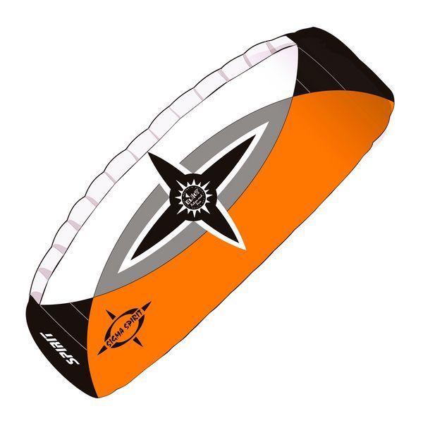 Elliot Sigma Spirit 1.5  Zweileiner-Lenkdrachen (Lenkmatte/Parafoil/2-Leiner) rtf (flugfertig) 140 cm x 50 cm schwarz/weiß/orange