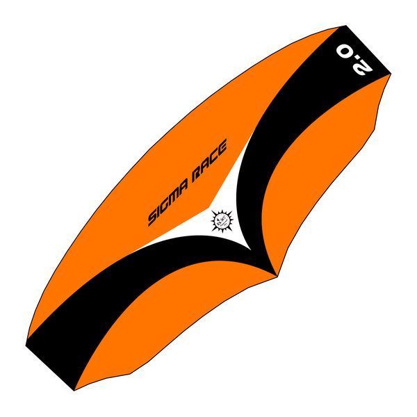 Elliot Sigma Race 2.0  Dreileiner-Lenkdrachen (Lenkmatte/Parafoil/3-Leiner) rtf (flugfertig) 258 cm x 103 cm schwarz/weiß/orange inkl. Controlbar