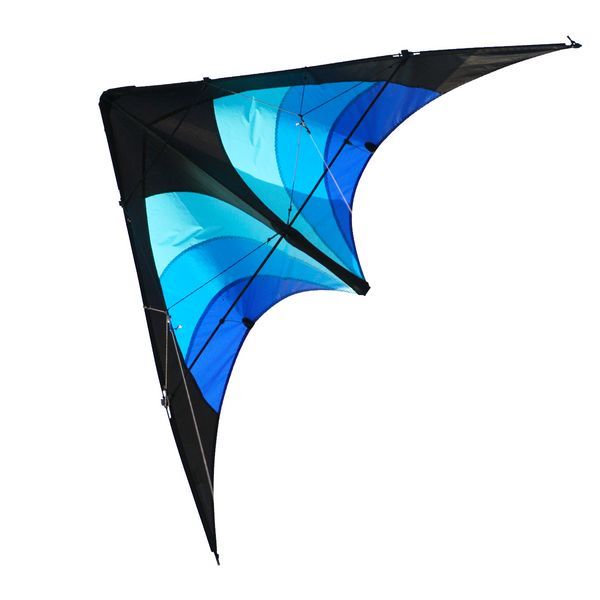 Elliot Delta Stunt - Zweileiner-Lenkdrachen/Stabdrachen (2-Leiner) rtf (flugfertig) 148 cm x 63 cm Gfk-Vollstab 4 mm schwarz/blau