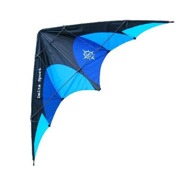 Elliot Delta Sport - Zweileiner-Lenkdrachen/Stabdrachen (2-Leiner) rtf (flugfertig) 168 cm x 77 cm Gfk-Vollstab 6 mm blau/schwarz