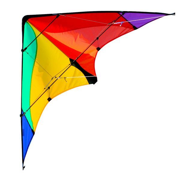 Elliot Delta Basic - Zweileiner-Lenkdrachen/Stabdrachen (2-Leiner) rtf (flugfertig) 117 cm x 59 cm Gfk-Vollstab 3 mm rainbow