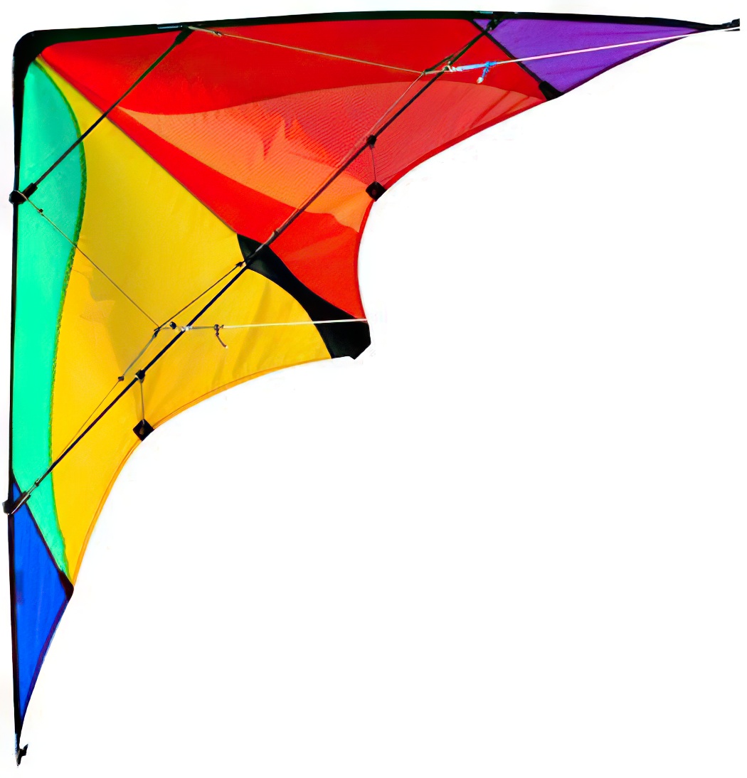 Elliot Delta Basic - Zweileiner-Lenkdrachen/Stabdrachen (2-Leiner) rtf (flugfertig) 117 cm x 59 cm Gfk-Vollstab 3 mm rainbow