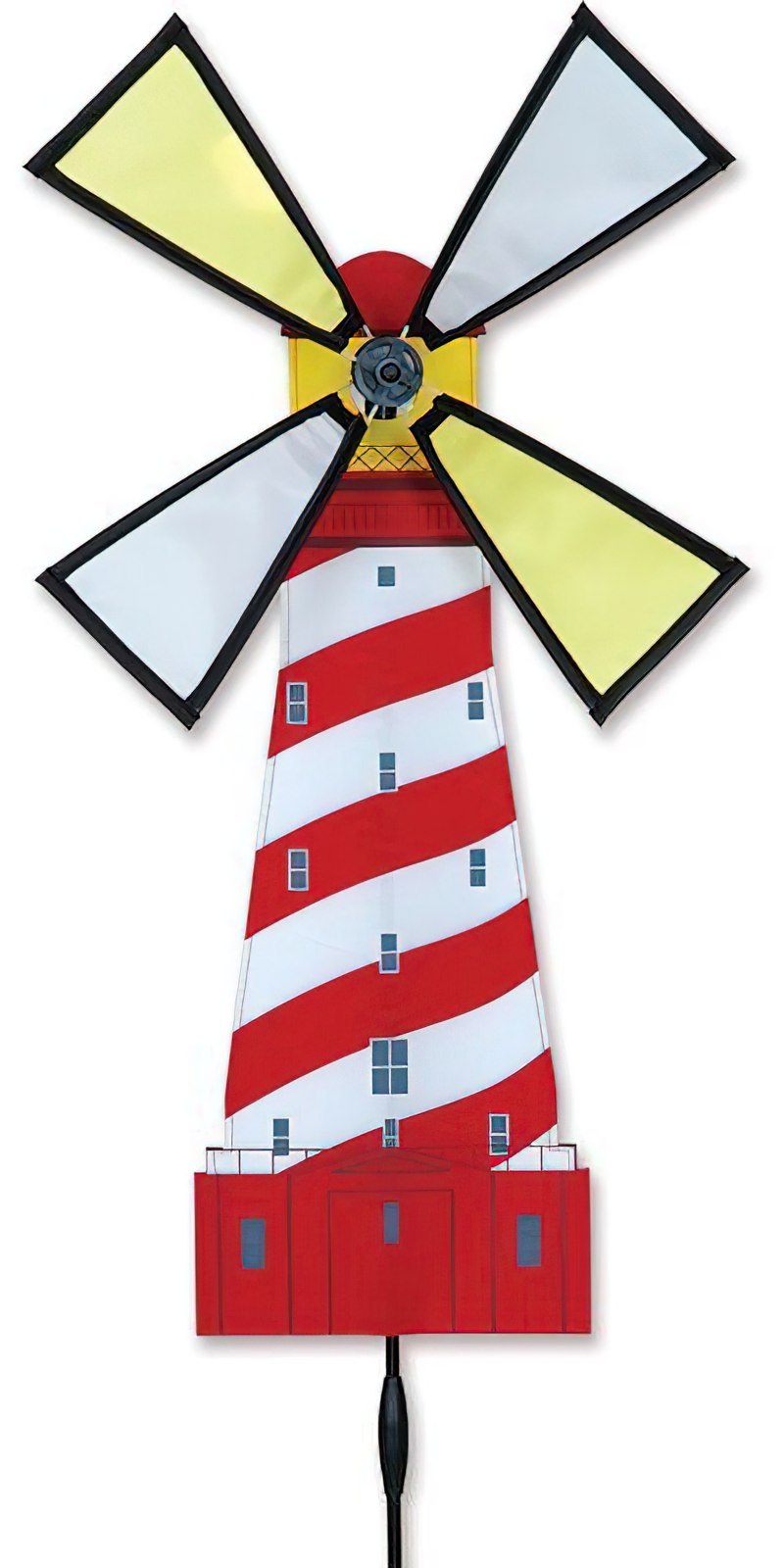 - stehendes Windspiel Leuchtturm Ø 30 cm 53 x 30 cm rot/weiß 