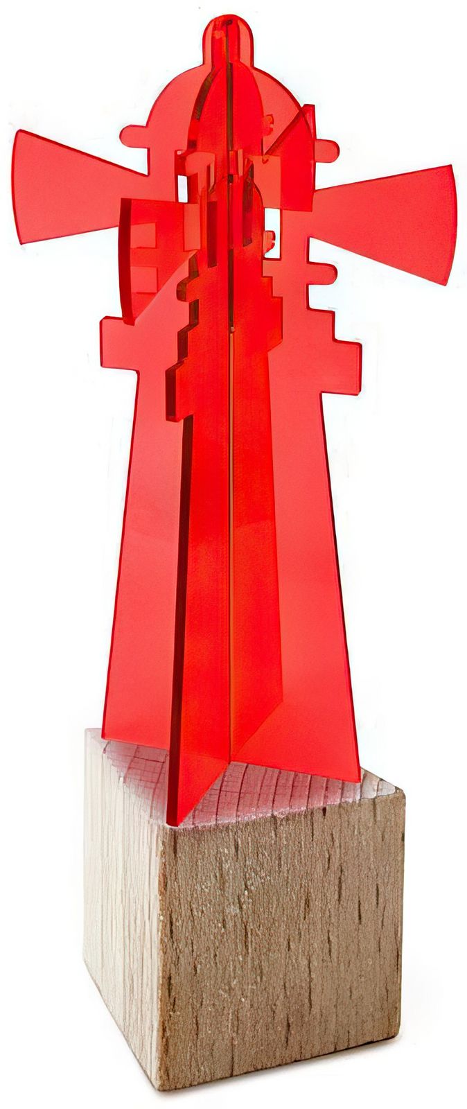 Elliot Lichtzauber - Sonnenfänger 3D-Leuchtturm 20 cm stehend inkl. Holzsockel rot