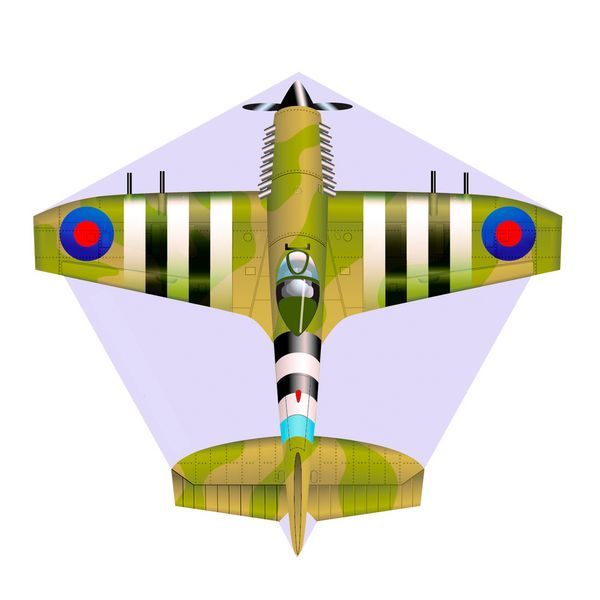 10 Stück - X-Kites Mini Mylar Kites Flugzeug Spitfire - Einleiner-Drachen/Kinderdrachen (1-Leiner) rtf (flugfertig) 10 cm x 10 cm taupe