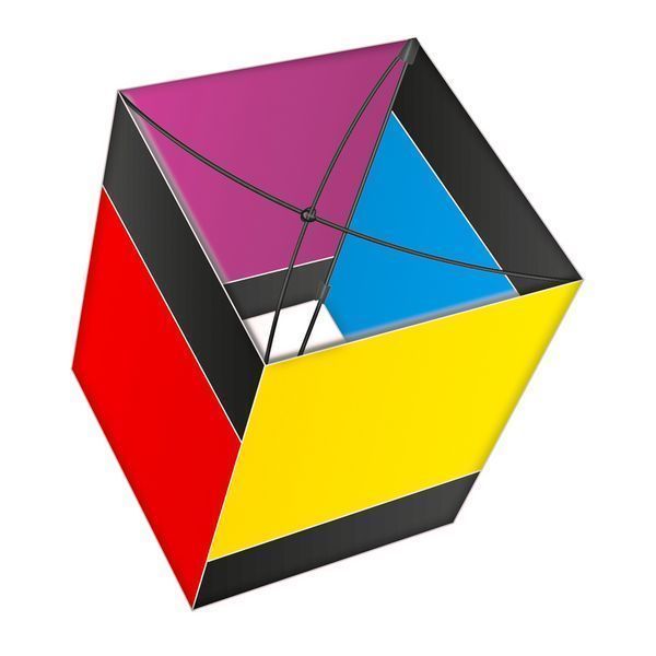 X-Kites Acro Box 3D-Einleiner-Drachen/Kinderdrachen (1-Leiner) rtf (flugfertig) 37 cm x 30 cm Polyestertuch Gfk-Gestänge rainbow