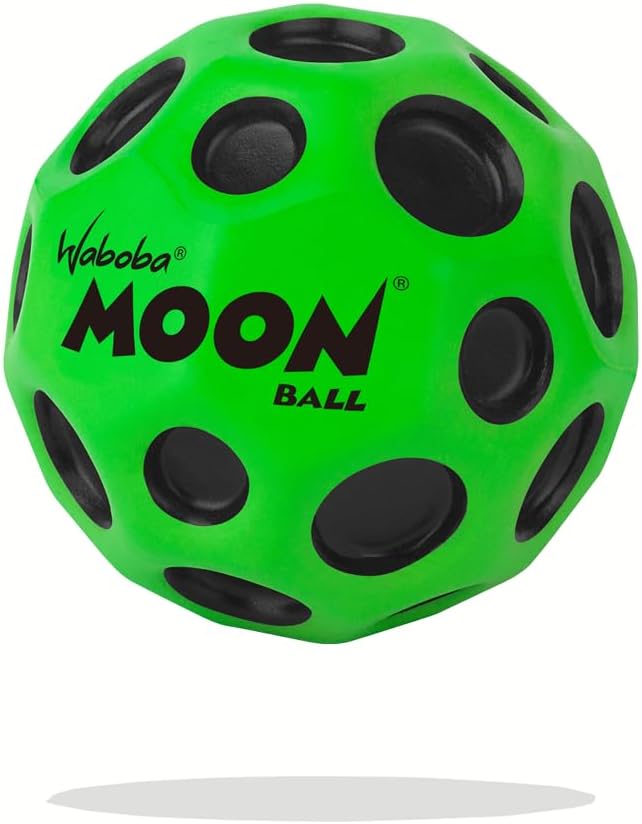 4 Stück - Waboba 3250600  Moon Ball – am Höchsten Springender Gummiball – Patentiertes Original-Design – Ballkrater Erzeugen beim Aufprall EIN knallendes Geräusch – Leicht Greifbar – Flummies für Kinder - 63mm grün