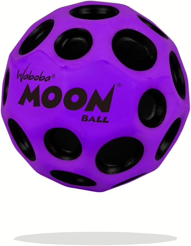 4 Stück - Waboba 3250600  Moon Ball – am Höchsten Springender Gummiball – Patentiertes Original-Design – Ballkrater Erzeugen beim Aufprall EIN knallendes Geräusch – Leicht Greifbar – Flummies für Kinder - 63mm lila