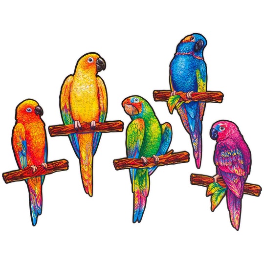 UNIDRAGON - Playful Parrots (24 x 33 cm - Größe M) Holzpuzzle --/bilder/big/9191035_2.jpg