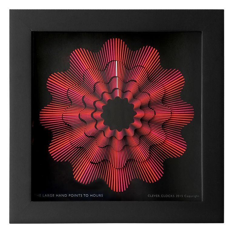 CleverClocks - moderne dekorative Design-Tischuhr/Wanduhr Red Ribbon Größe S (14 cm x 14 cm)