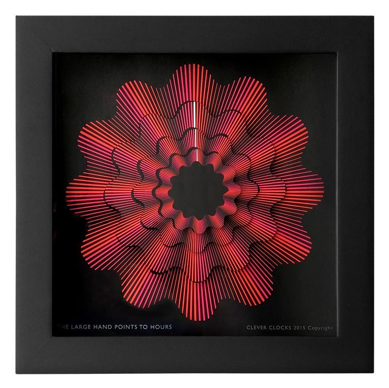 CleverClocks - moderne dekorative Design-Tischuhr/Wanduhr Red Ribbon Größe S (14 cm x 14 cm)