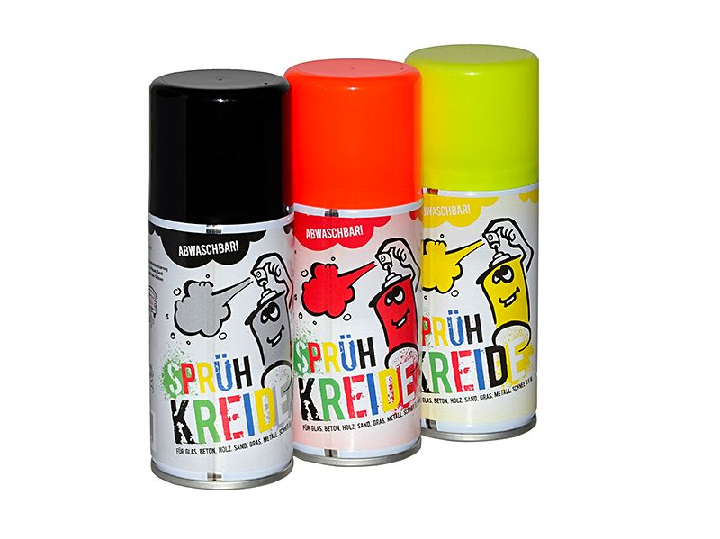 Elliot Sprühkreide SKSRG Kreidespay - abwaschbar! 3x 150 ml Sprühdose schwarz rot gelb