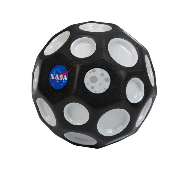 4 Stück - Waboba 3250613  Moon Ball NASA – am Höchsten Springender Gummiball – Patentiertes Original-Design – Ballkrater Erzeugen beim Aufprall EIN knallendes Geräusch – Leicht Greifbar – Flummies für Kinder - 65mm NASA Monddesign