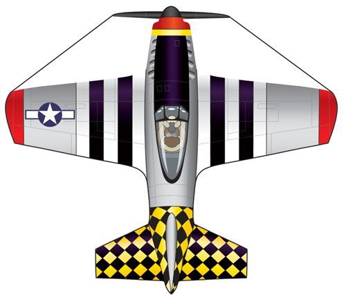 X-Kites Mini Micro Kites P 51 Mustang - Einleiner-Drachen/Kinderdrachen (1-Leiner) rtf (flugfertig) 11 cm x 12 cm