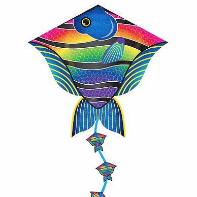 X-Kites DLX Diamond Reef Fisch - Einleiner-Drachen/Kinderdrachen (Eddy/1-Leiner) rtf (flugfertig) 76  cm x 73 cm bunt