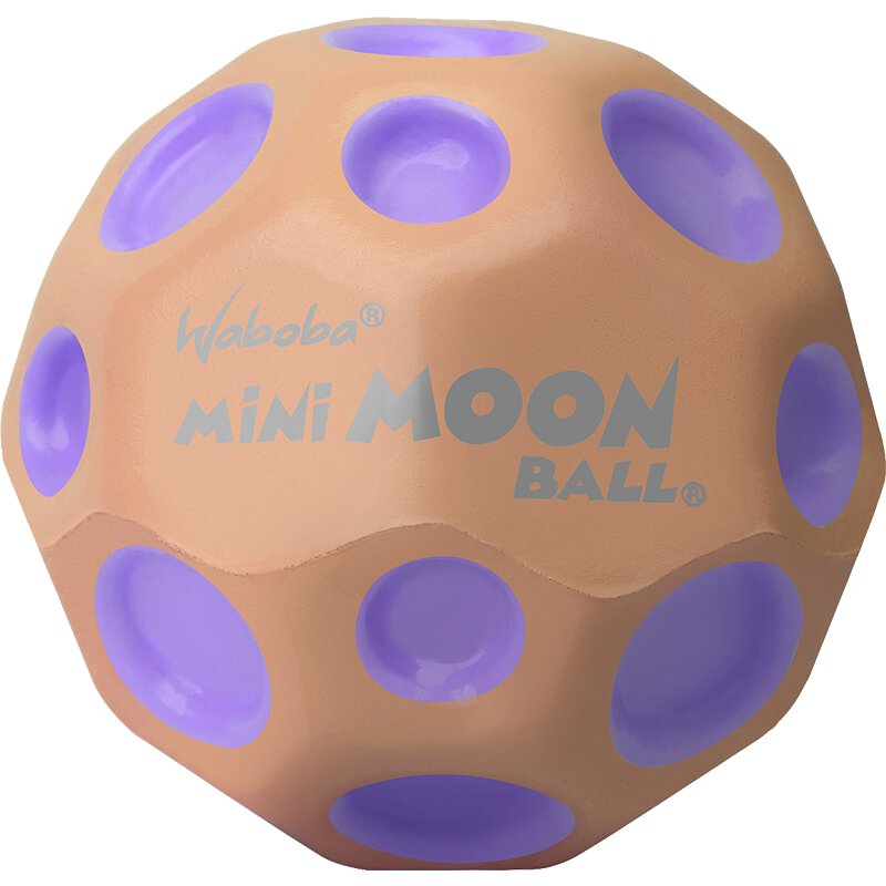 Waboba 3250608  Moon BALL MINI – am Höchsten Springender Gummiball – Patentiertes Original-Design – Ballkrater Erzeugen beim Aufprall EIN knallendes Geräusch – Leicht Greifbar – Flummies für Kinder - 55mm MINI orange-lila