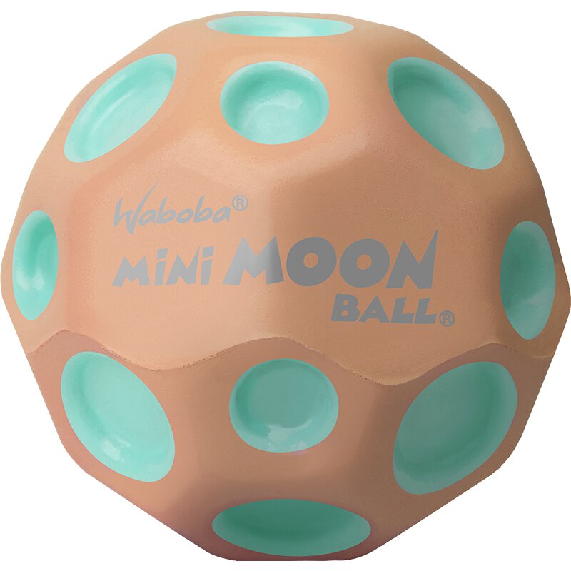 Waboba 3250608  Moon BALL MINI – am Höchsten Springender Gummiball – Patentiertes Original-Design – Ballkrater Erzeugen beim Aufprall EIN knallendes Geräusch – Leicht Greifbar – Flummies für Kinder - 55mm MINI orange-mint