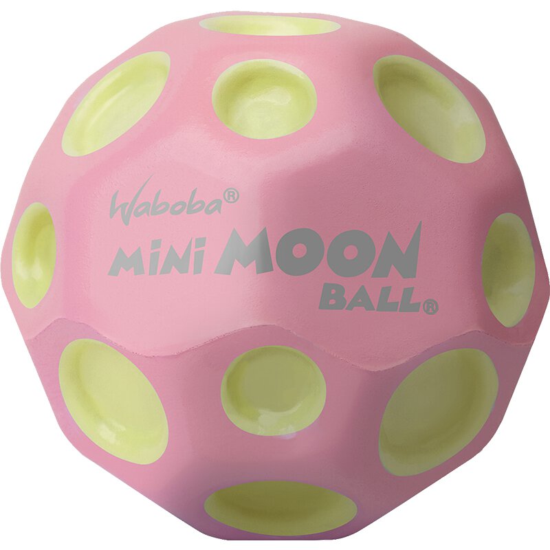 Waboba 3250608  Moon BALL MINI – am Höchsten Springender Gummiball – Patentiertes Original-Design – Ballkrater Erzeugen beim Aufprall EIN knallendes Geräusch – Leicht Greifbar – Flummies für Kinder - 55mm MINI pink-gelb