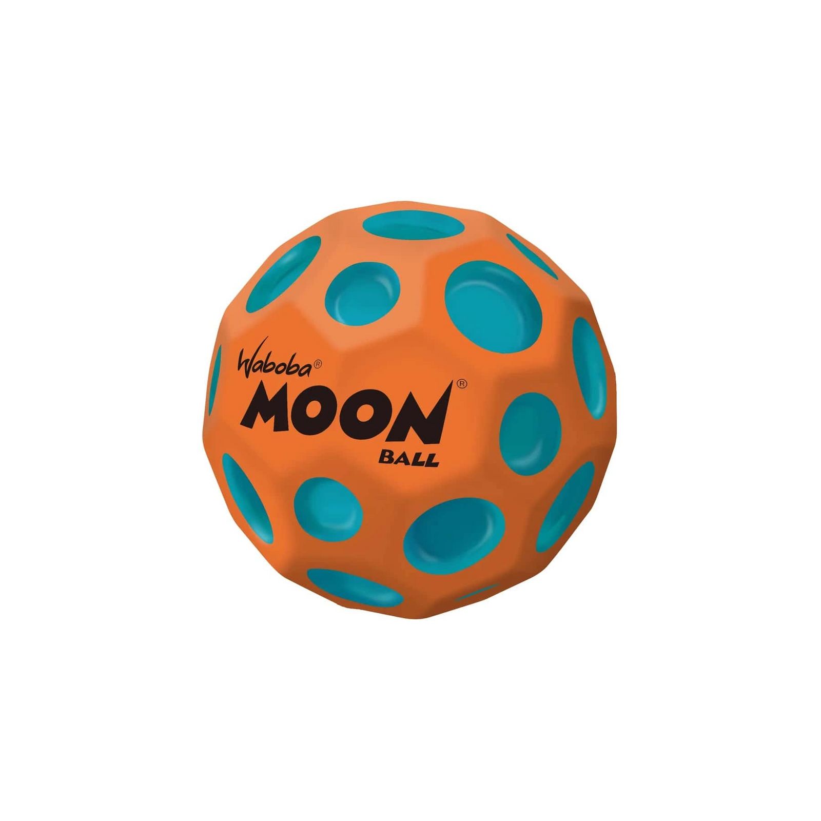 Waboba 3250614  Moon Ball MARTIAN – am Höchsten Springender Gummiball – Patentiertes Original-Design – Ballkrater Erzeugen beim Aufprall EIN knallendes Geräusch – Leicht Greifbar – Flummies für Kinder - 63mm MARTIAN orange-blau