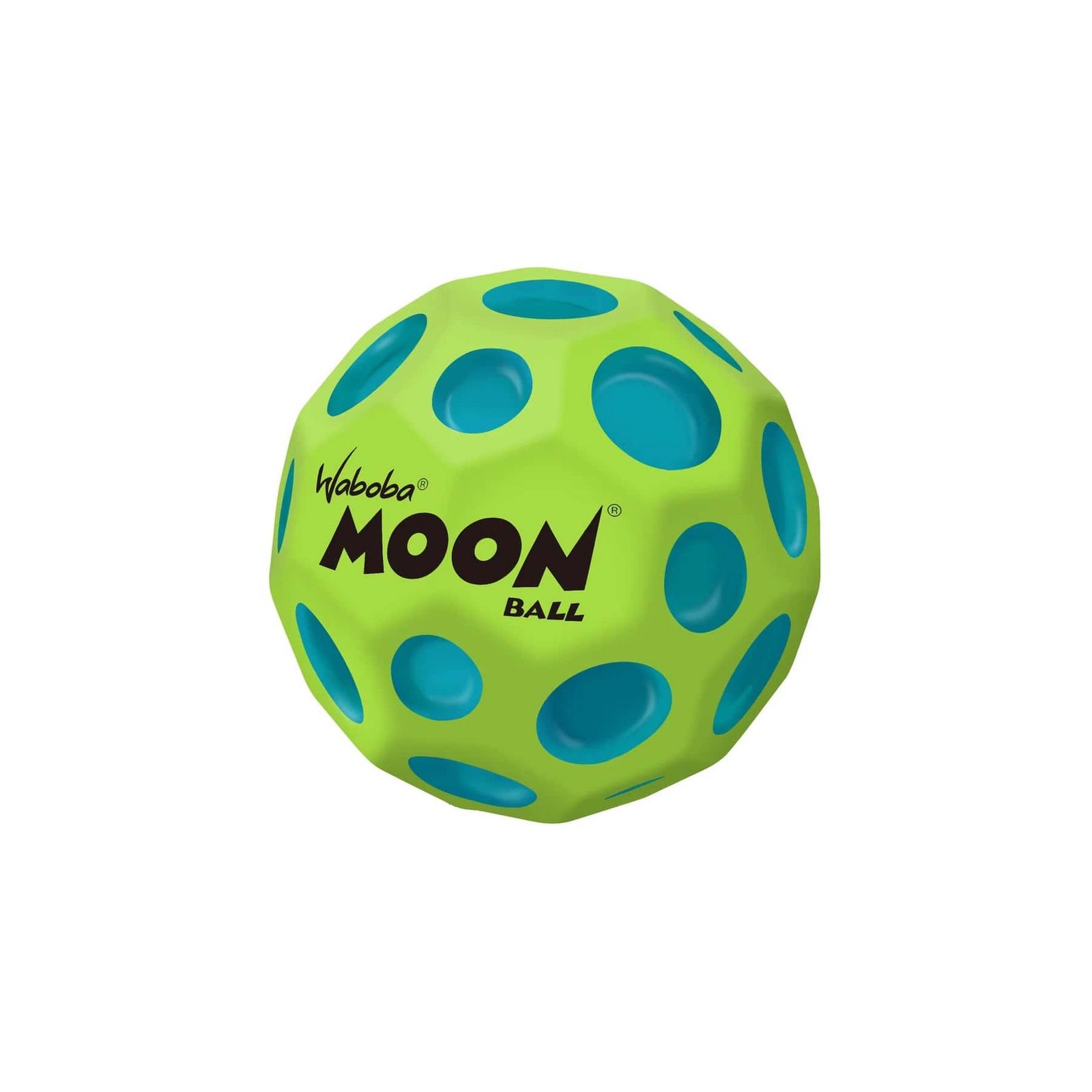 Waboba 3250614  Moon Ball MARTIAN – am Höchsten Springender Gummiball – Patentiertes Original-Design – Ballkrater Erzeugen beim Aufprall EIN knallendes Geräusch – Leicht Greifbar – Flummies für Kinder - 63mm MARTIAN grün-blau