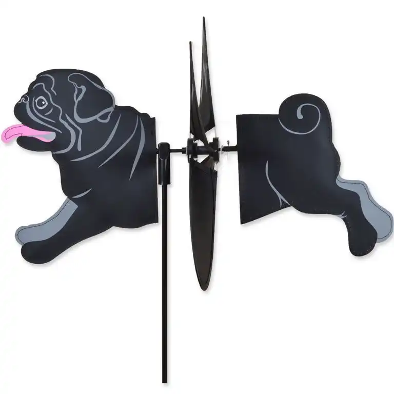 Windspiel stehend - Mops Ø 32 cm 43 cm x 21 cm schwarz Mops Ø 32 cm 43 x 21 cm schwarz