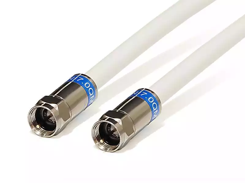 10m Sat-Kabel mit F-Steckern - Kathrein LCD111A+2QM10   Länge: 10 m 6.9 mm 130 dB Class A++ weiß mit wasserdichten Kompressionsteckern