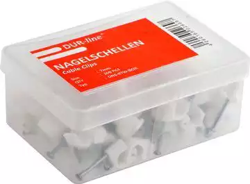 100 Stk. 4mm Kabelschellen / Nagelschellen DUR-line   Box: Inhalt 100 Stück weiß
