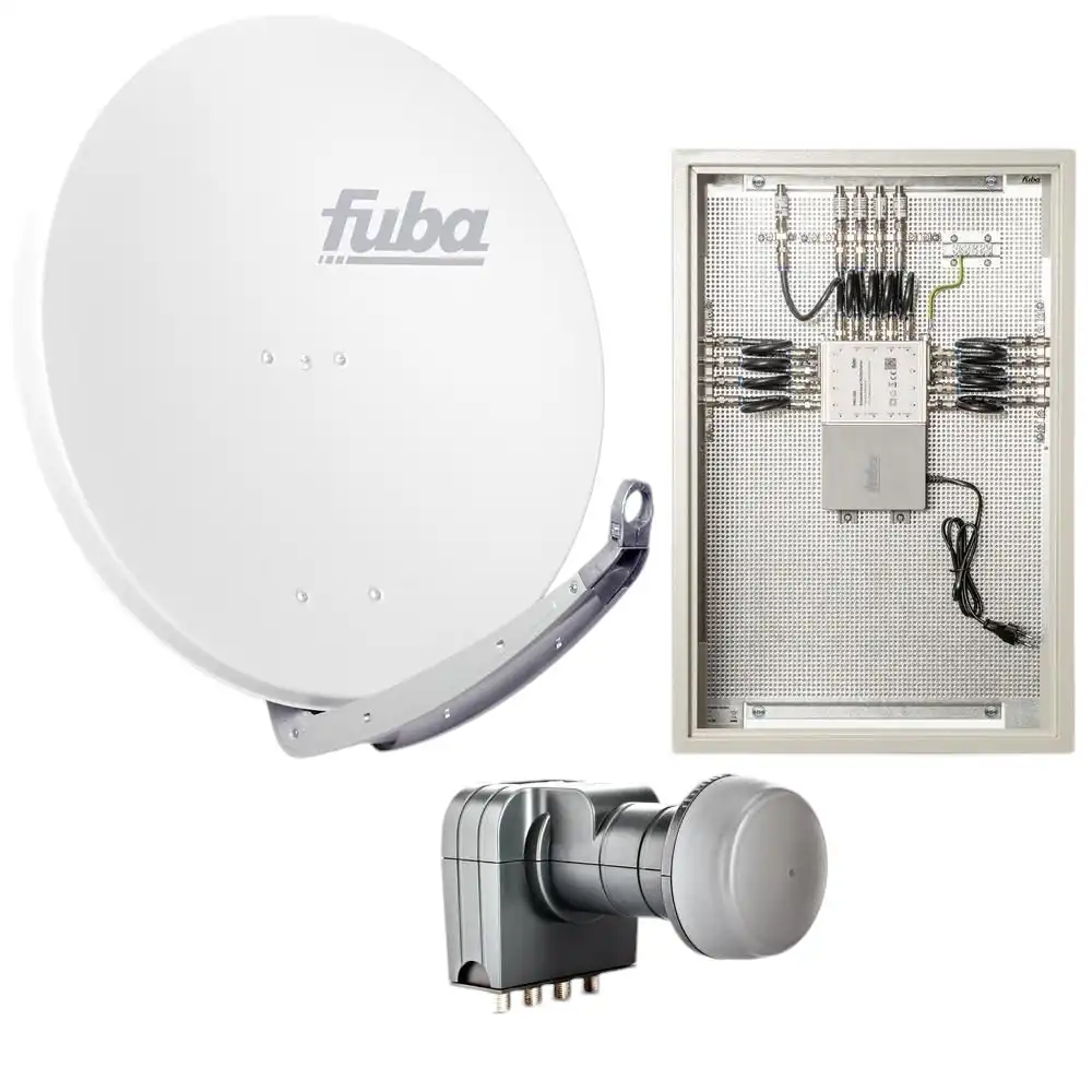 8 Teilnehmer Sat-Anlage mit Multischalterpanel - Fuba Kompettanlage DAP858W   Schüsselgröße: 85 cm 8 Anschlüsse weiß 4K / 3D / HDTV ready