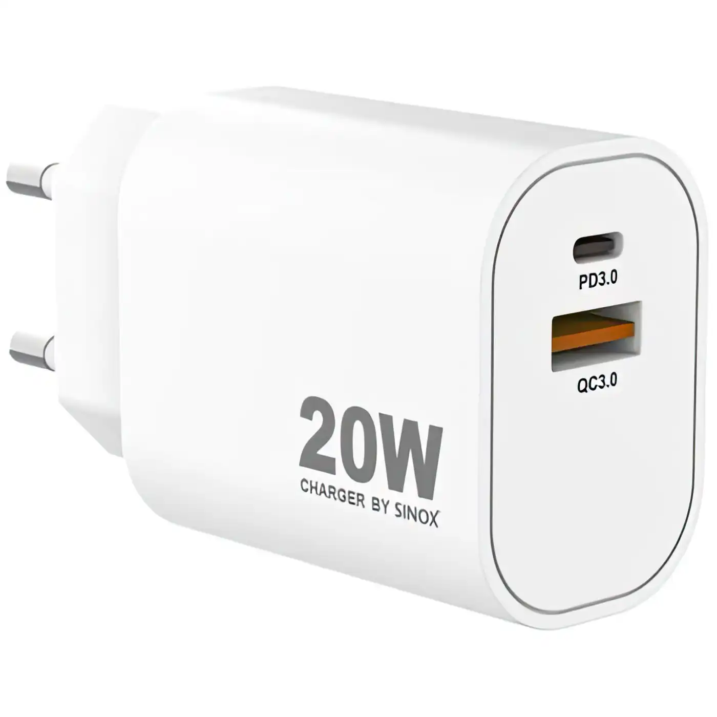 sinox Pro SXP 6022  USB-C / USB-A Schnellladegerät   20 Watt USB-C und USB-A Anschluss weiß