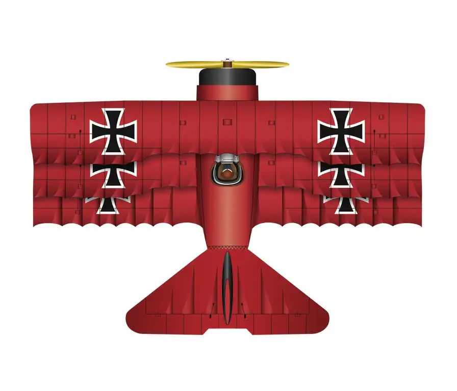 WindNSun Red Baron - WindNSun 3D-Einleiner-Drachen/Kinderdrachen (1-Leiner) rtf 90 cm x 130 cm Polyestertuch mit Druck Gfk-Gestänge rot/weiß/schwarz