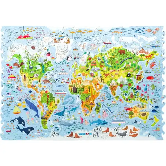 UNIDRAGON - Kids World Map (43 x 30 cm) Holzpuzzle - 100 Teile