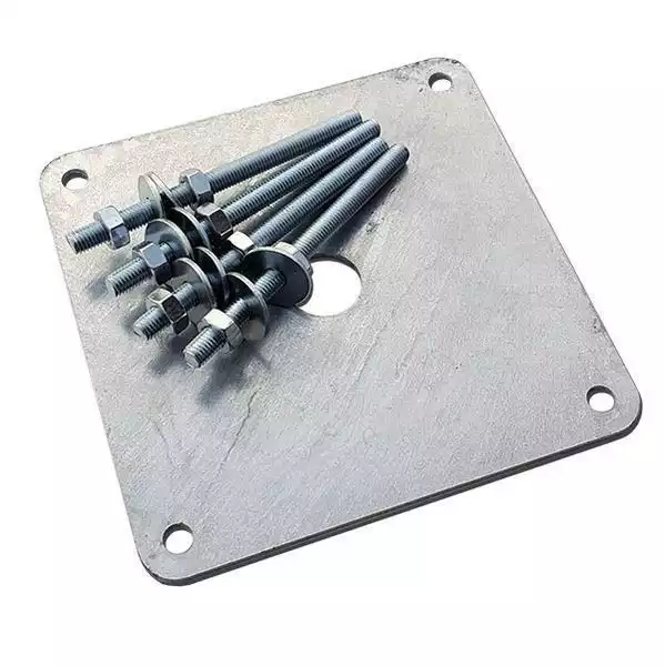 Geländer Befestigungsset / Gegenplatte XmediaSat xm-line BS200   Stahlplatte 200 x 200 mm - inkl. Schraubensatz feuerverzinkt rostfrei