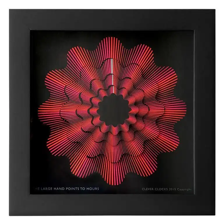 CleverClocks CleverClocks - moderne dekorative Design-Tischuhr/Wanduhr Red Ribbon Red Ribbon Größe S (14 cm x 14 cm)