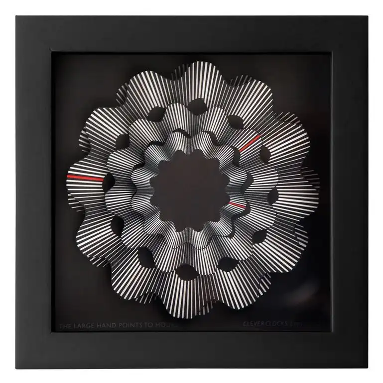 CleverClocks CleverClocks - moderne dekorative Design-Tischuhr/Wanduhr White Ribbon White Ribbon Größe S (14 cm x 14 cm)