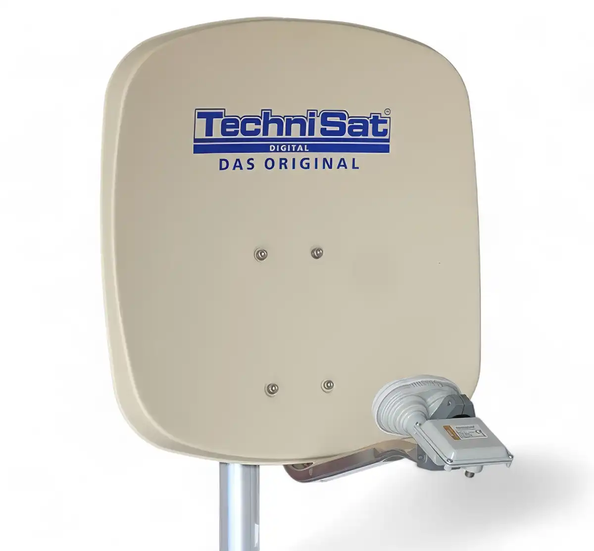 1 Teilnehmer Sat-Anlage Astra / Hotbird - TechniSat DigiDish 45B + MBS   1 Anschluss beige mit Maximum Single Monoblock 4K / 3D / HDTV ready inkl. Masthalterung