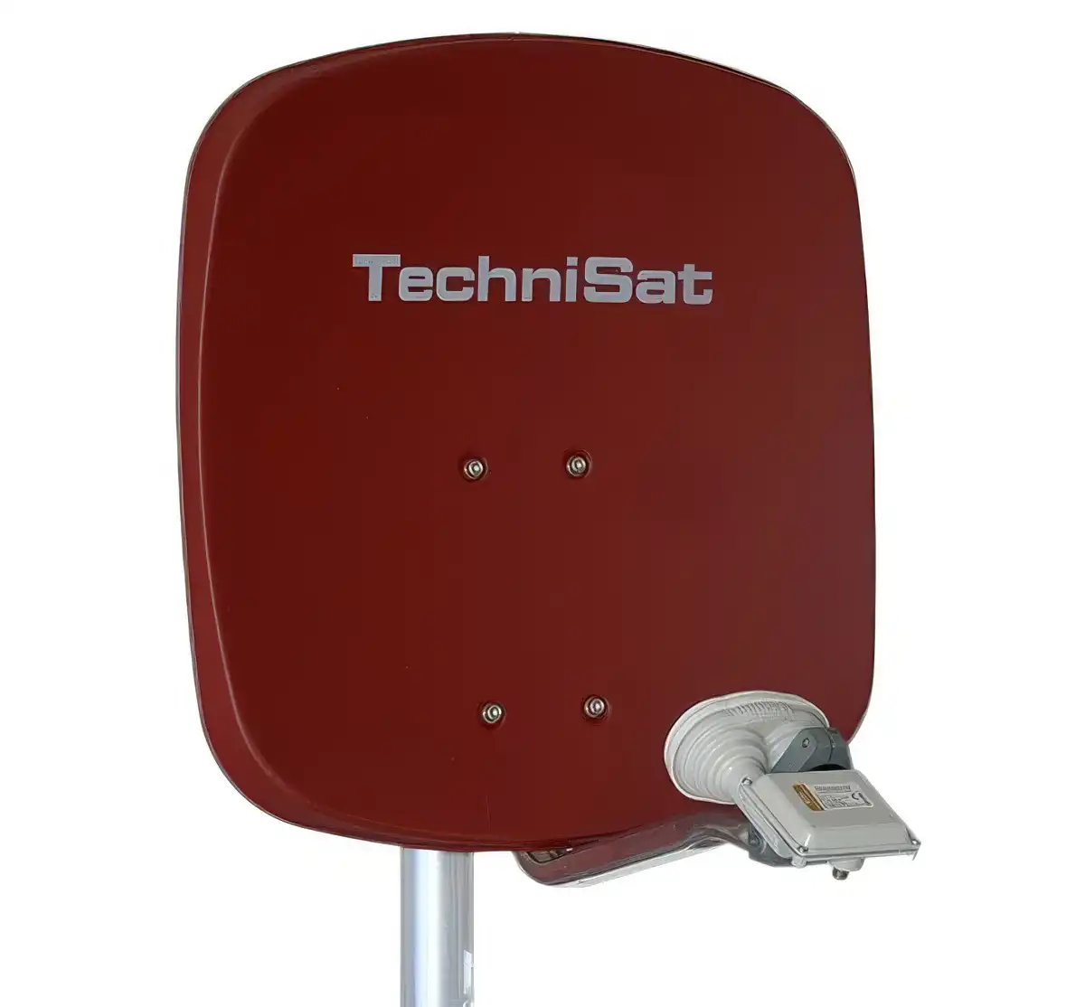 1 Teilnehmer Sat-Anlage Astra / Hotbird - TechniSat DigiDish 45R + MBS   1 Anschluss ziegelrot mit Maximum Single Monoblock 4K / 3D / HDTV ready inkl. Masthalterung