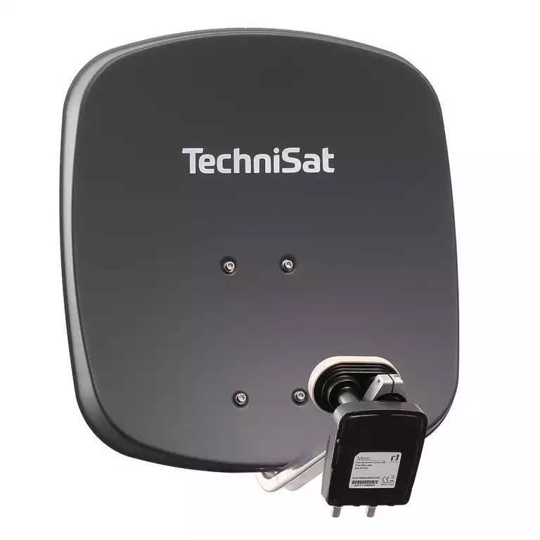 2 Teilnehmer Sat-Anlage Astra / Hotbird - TechniSat DigiDish 45A + MBT   2 Anschlüsse anthrazit Inverto Twin Monoblock 4K / 3D / HDTV ready inkl. Masthalterung