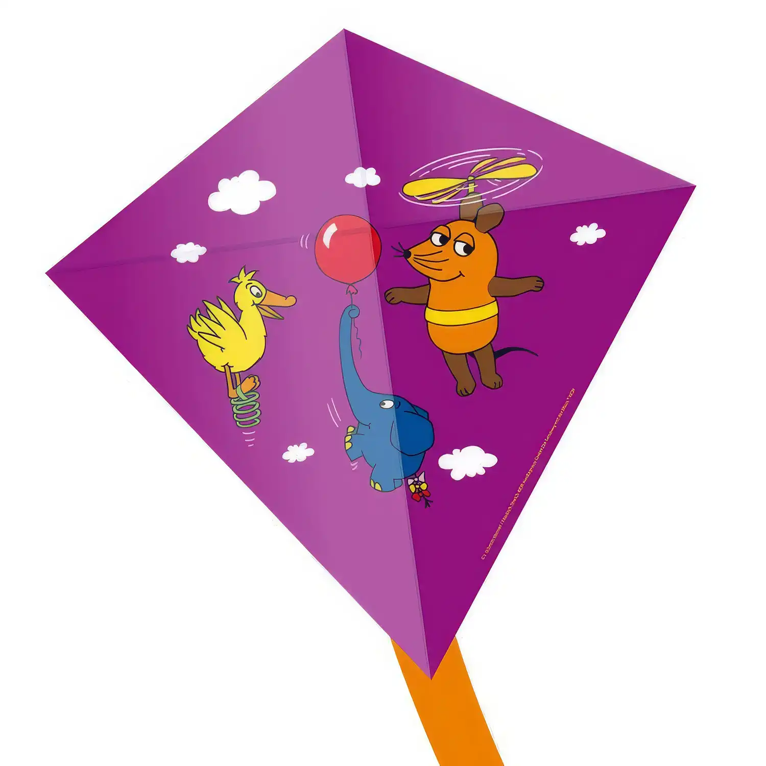 Elliot Maus Elefant & Ente Elliot Einleiner-Drachen/Kinderdrachen (Mini-Eddy/1-Leiner) rtf 30 x 30 cm lila