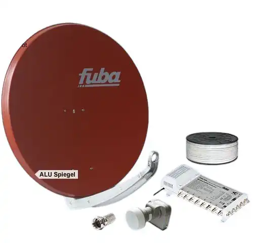 8 Teilnehmer Sat-Anlage - Fuba SProfi85 HS08R   Schüsselgröße: 85 cm 8 Anschlüsse ziegelrot 4K / 3D / HDTV ready