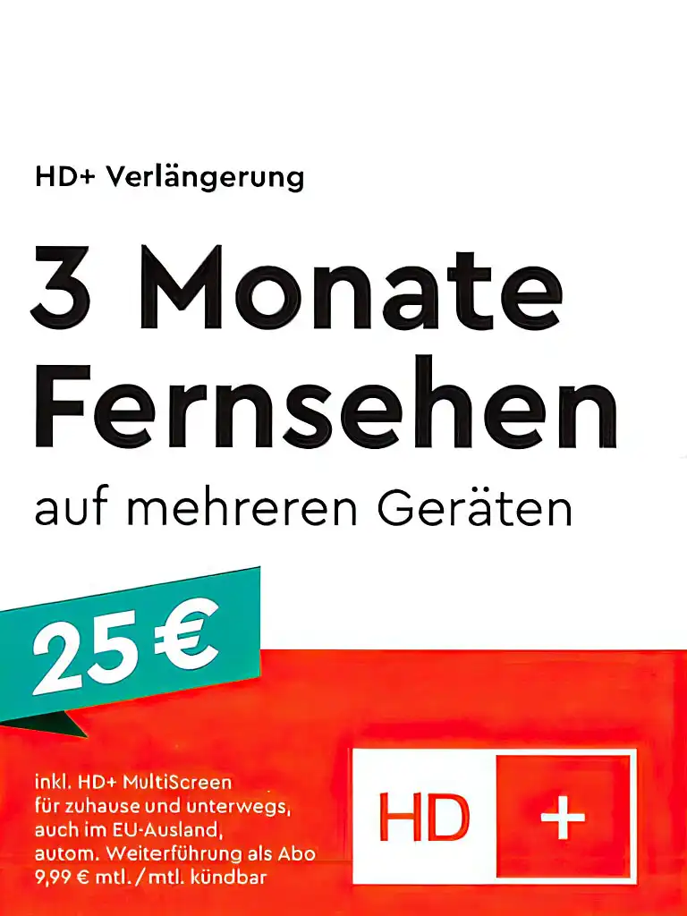 HD+ PLUS Verlängerung Multiscreen - Sofort per E-Mail - 3 Monate + ABO